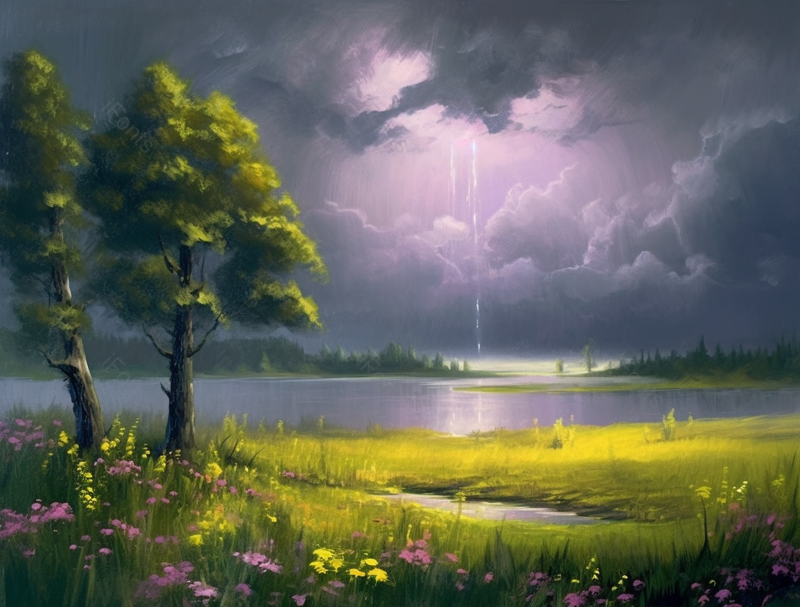 云朵河流大树的插画,插画/手绘图,插画/手绘图库,插画/手绘图下载,插画/手绘